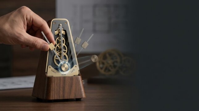 Hand holding clock illustrating strategic timing by acting at the right moment for optimal preparation and conditions