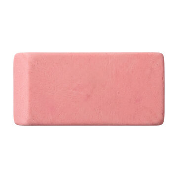 A single pink rectangular eraser isolated on a clean white background