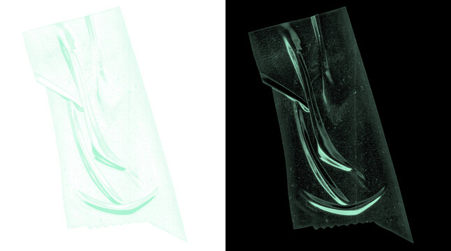 Transparent plastic texture with wrinkles, crumpled cellophane wrap overlay, clear adhesive tape effect for graphic design mockups