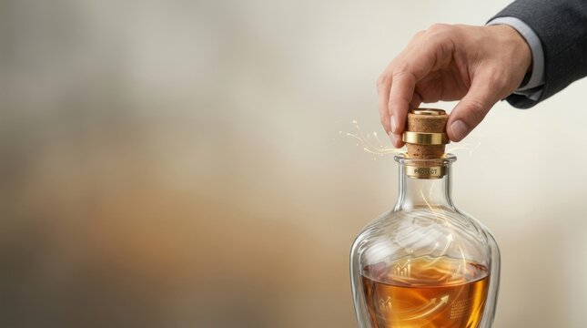 Person opening a bottle of whisky to visualize the prevention of profit leakage in business operations and returns