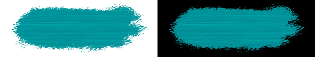 Teal paint stroke isolated on transparent background for creative graphics