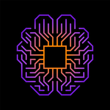 Artificial Intelligence Digital Brain Microchip Vector Design Graphic Illustration