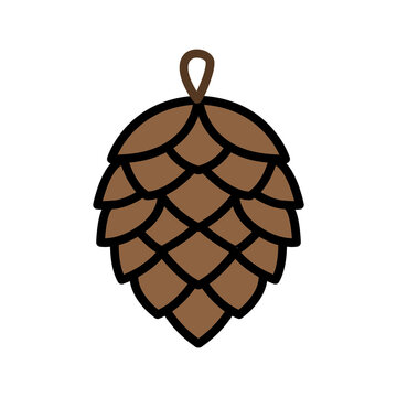 Pine cone icon vector illustration isolated on white background, brown fir tree pinecone ornament for autumn winter christmas decoration logo symbol