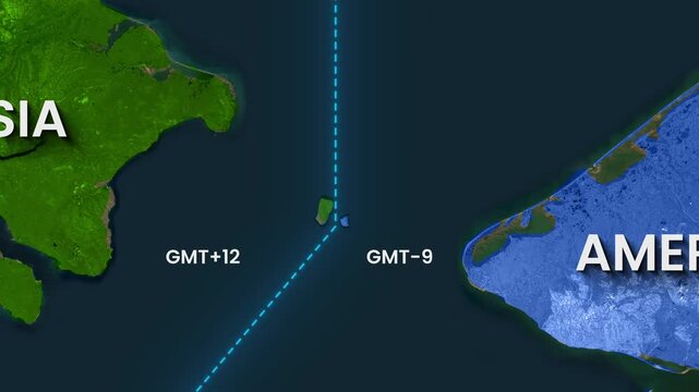 Bering Strait animation showing Russia America time zone separation