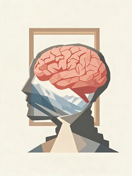 Mindscape Unveiled: Brain and Mountain Contour Art
