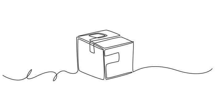 box package icon full length animation continuous one line drawing, box package icon delivery line gift storage cardboard doodle continuous container. a simple shipping package delivery box.