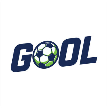 Dynamic Sport Logo Featuring A Classic Black And White Soccer Ball Integrated Into Bold Blue Typography Spelling The Word Gool Against A Clean White Background Symbolizing Team Spirit