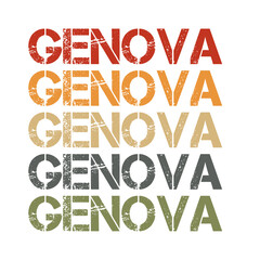 Genova Retro Distressed Typography Repeat Pattern, Vintage Bold Lettering in Multiple Colors, Vector Illustration © MdShahidul