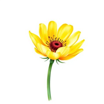 Watercolor illustration of a billy button stem isolated on white background, stem, vibrant