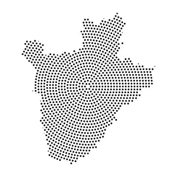 Burundi map made of black dots