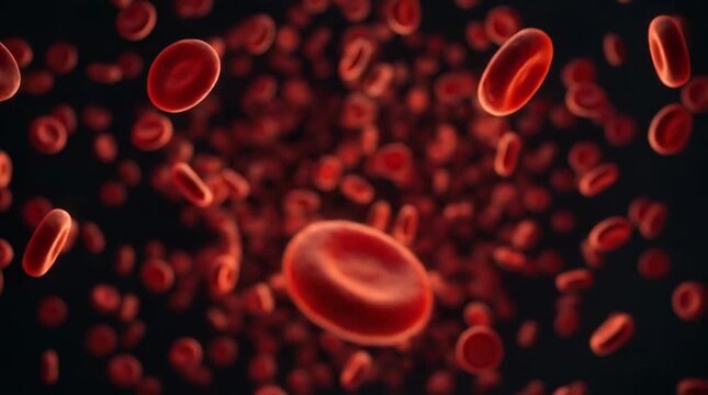 Red blood cells flowing through a bloodstream