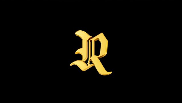 Golden Letter R Old English Typography
