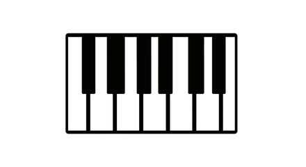 Obraz premium Minimalist Piano Keyboard Icon, Music Symbol, Black and White Keys, Vector Graphic, Simple Design