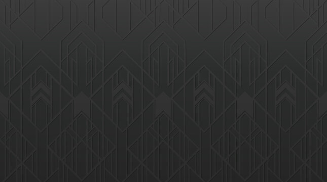Vector art deco background texture with elegant geometric line pattern. Dark luxury 1920s gatsby style backdrop for invitation card, banner, poster, cover and packaging design.