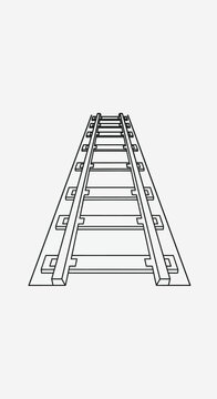 Minimalist Railway Tracks Perspective, Clean Line Art Illustration of Train Tracks Vanishing into Distance