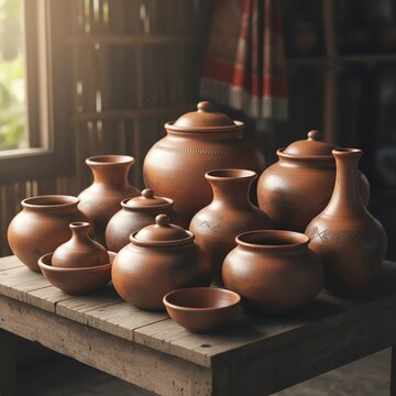 Traditional Indonesian Gerabah Clay Pottery from Kasongan