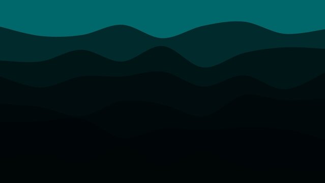 Abstract Stacked Wavy Layers With Teal And Dark Green Minimal Vector Style