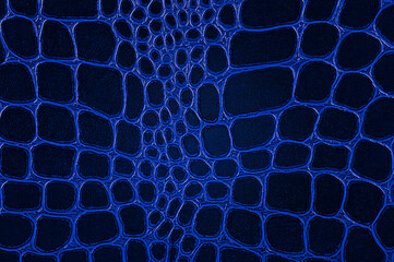 Obraz premium Blue predator animal skin print texture. Alligator skin imitation. Crocodile seamless pattern.