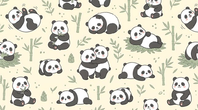 Cute panda pattern background design