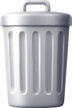 A shiny white trash can in 3d