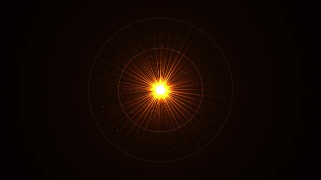 Concentric Golden Ring Light Flare with Bursting Particles Background Loop