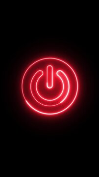 Glowing Red Neon Power Button Symbol Featuring A Circular Switch Icon For Digital Technology Interface Design
