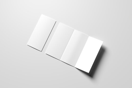 Opened Leaflet blank vector tri fold mockup on gray background