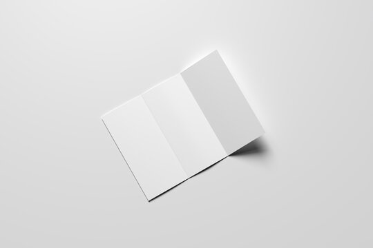 Opened Leaflet blank vector tri fold mockup on gray background