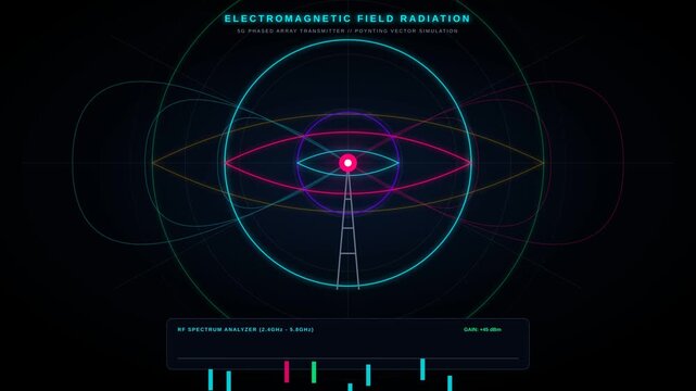 Digital Electromagnetic Field Radiation Simulation with Phased Array Transmitter and Radio Waves