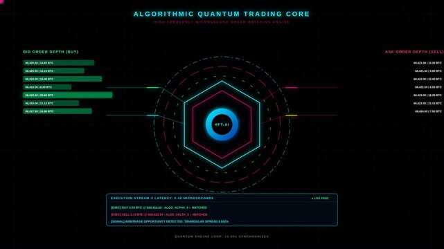 High Frequency Algorithmic Quantum Trading Core Interface Dashboard Digital Visualization