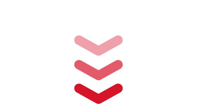red triple arrow pointing down loop animation with alpha channel
