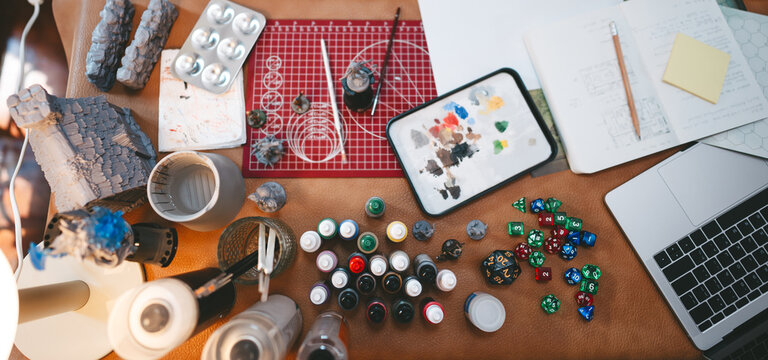 Miniatures figure painting acrylic colour hobby with board games and role playing craft with passion