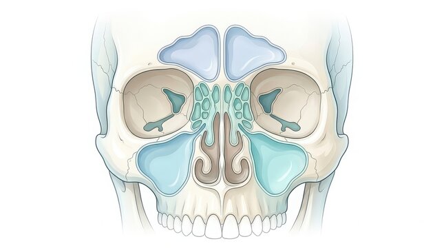 Anatomical Illustration of Human Nasal Sinuses and Skull Structure anatomy human anatomy
