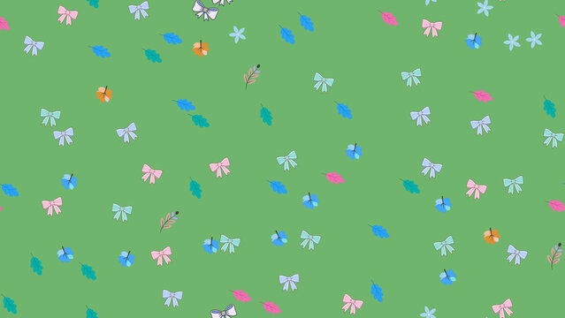Pattern of bows and leaves