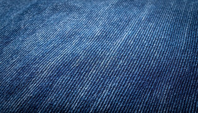 Denim Fabric Texture: A close-up view reveals the intricate diagonal weave and classic blue hue of a textured denim fabric, highlighting its durable and versatile nature.