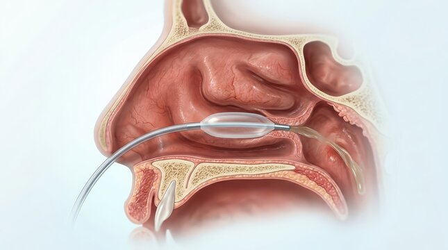 Medical Illustration of Nasal Balloon Catheter Procedure standard 