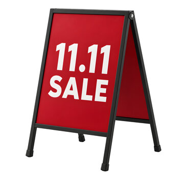 11.11 Sale Sidewalk A Frame Sign Isolated on Transparent Background PNG