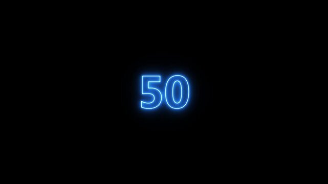 Glowing blue 0- 100 percent symbol on black background, neon percentage countdown concept, digital progress indicator, completion status, futuristic technology and loading interface design