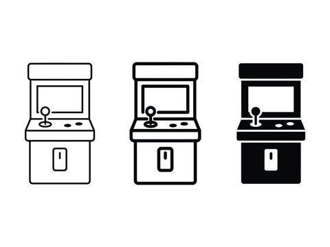 Arcade game machine icon flat outline in black