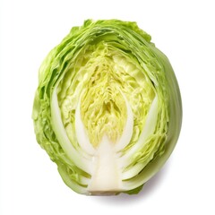 Fototapeta premium Fresh Green Cabbage Half on White Background Ready for Culinary Uses and Healthy Cooking Options