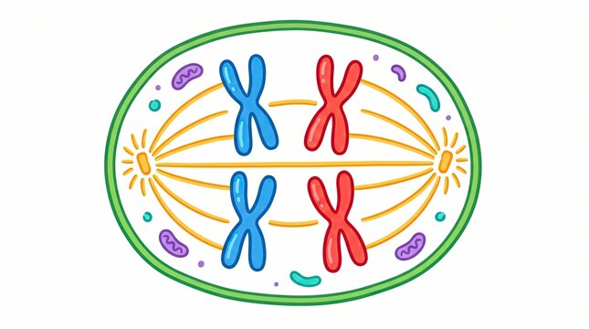 Mitosis Metaphase Cell Division Showing Chromosomes and Spindle Fibers