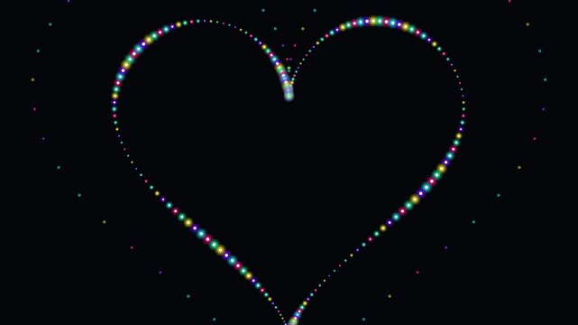 High-definition seamless glowing neon dot background loop featuring pulsing neon dot matrix heartbeat loop with vibrant cyberpunk color aesthetics. Ideal for VJ visuals, concert backdrops, digital art