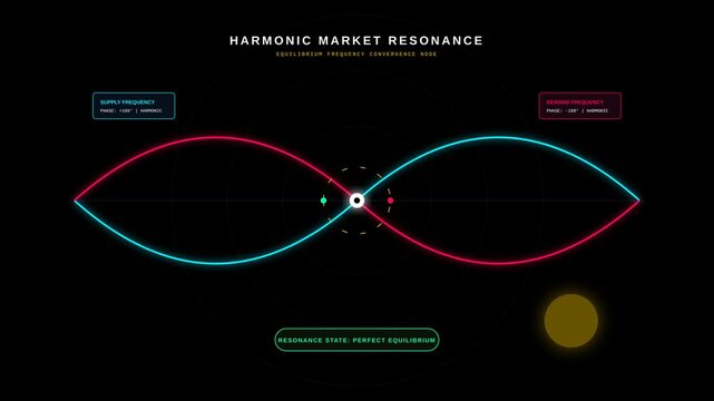 Harmonic Market Resonance Animation Showing Economic Equilibrium Frequency and Supply Demand Waves