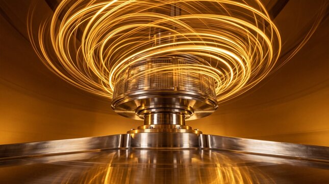 Industrial Turbine Spinning with Glowing Energy Light Trails