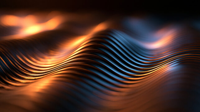 Abstract Metallic Waves Background with Glowing Light
