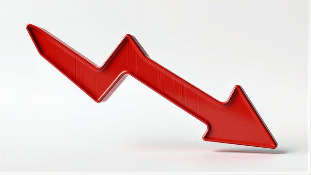 Red upward arrow symbolizing growth and positive market trends against a clean white background.
