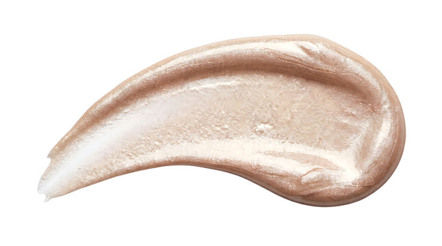 Shimmering liquid highlighter swatch, metallic bronze makeup cream smear, glowing cosmetic foundation sample for beauty advertising isolated PNG with Transparent Background