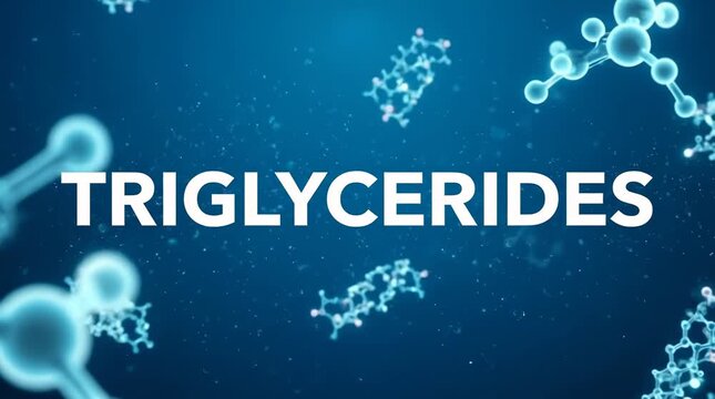 Triglyceride molecular structure floating in blue space