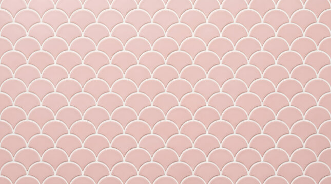 Blush pink scallop tile pattern, fish scale ceramic texture background