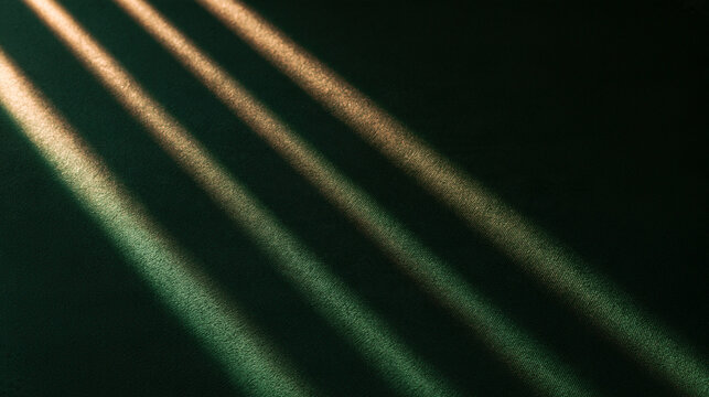 Sunlight and Shadow Stripes on Green Fabric Texture Background